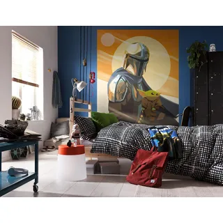 Star Wars Vlies Fototapete - The Mandalorian Hunt for Grogu - Größe 200 x 250 cm - Kinderzimmer, Tapete, Kindertapete
