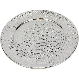 I.GE.A. "Keramik-Schale", silber, Tablett Weihnachtsdeko Deko Advents-Tablett rund,