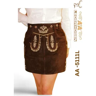 Lederhose Damen – Premium Wildleder Trachtenrock Schokoladenbraun mit Hosenträgern 44 - Braun
