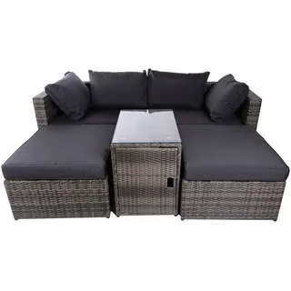 my Flair Gartenlounge-Set, (5 tlg.), 2 Sofa, 2 Hocker, 1 Tisch, grau