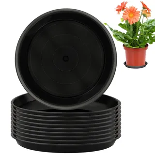 10 Stück 15 cm Blumentopf Untersetzer aus Kunststoff, Blumenuntersetzer Rund Plastik Pflanztopf Pflanzen Untersetzer für Pflanzkübel Blumenkübel Tablett Pflanzen,für Innen und Außenpflanzen Schwarz