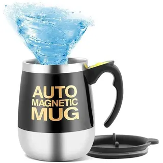 Mengshen Becher Magnetische Rühren Tasse, Self Stirring Coffee Cup Magnetic Mug for Coffee/Tea/Hot Chocolate/Cocoa Protein Travel Grande 400ml, A006M Black
