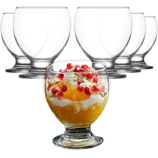DMA-Z Dessertschalen & Trinkgläser 6er-Set – 250 ml | Vielseitige Glas-Schalen für Dessert, Eis, Pudding & Getränke | Spülmaschinenfest