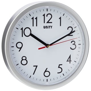 Unity Wanduhr, Hastings, Silent Sweep, Modern, Silber, 22 cm