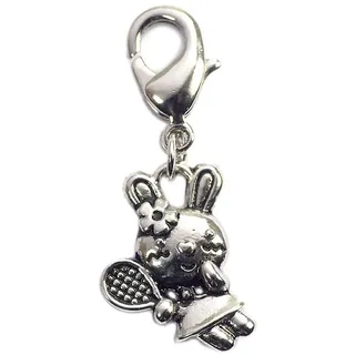 INNSPIRO NICE CHARMS Tennisanhänger aus Metall, mit Karabiner, 13 x 15 mm, 25 Stück., 18x16mm., Metall, Kein Edelstein