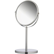 axentia Vergrößerungs-Tischspiegel in Silber, rostfreier Kosmetikspiegel verchromt, robuster Badezimmerspiegel mit 3- und 1-facher Vergrößerung, Rasierspiegel rund im Durchschnitt ca. 17 cm