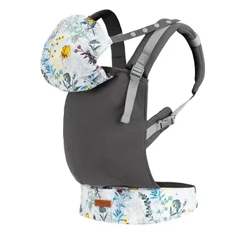 MOMI COLLET Babytrage für Kinder im Alter 3-48 Monate (4-20 kg Körpergewicht), 2 Tragepositionen mit 6 Einstellpunkten, mit Kapuze und einer Köpfchenstütze für das Baby