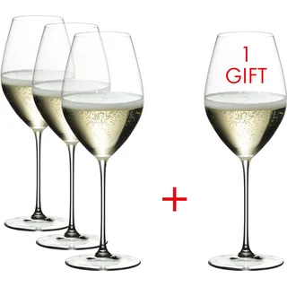 RIEDEL - Veritas Champagner Weinglas 45 cl, Vorteilsset - Kauf 4 Zahl 3 - Transparent