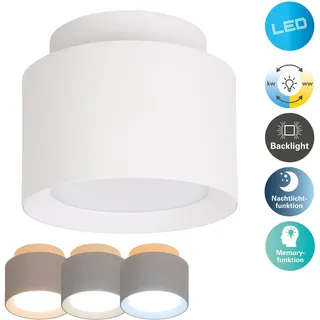 NÄVE LED Deckenleuchte "Trimes", weiß, 1, Ø 14cm H: 10cm, 1 Stk., Leuchten, rund, dimmbar, CCT per Schiebeschalter, Nachtlicht, Backlight, Memory, LED Deckenleuchte