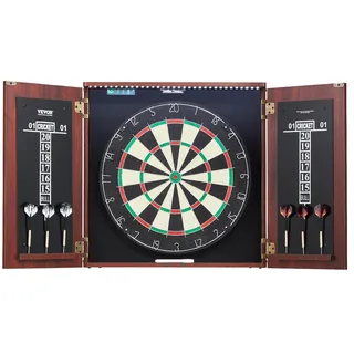 Vevor Dartboard- und Schrankset, Home Dart Board Center in offizieller Größe, versteckbarer Dartschrank mit Stahlspitzen & mit LED-Licht & einfacher Montage, komplett mit sämtlichem Zubehör