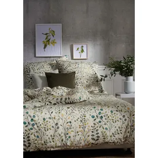 Bettwäsche APELT "Cecile", bunt (natur, grün), B/L: 135cm x 200cm, 1 Stk., 1 Stk., Satin (Bio-Baumwolle), B/L: 80cm x 80cm, 2, Satin (Bio-Baumwolle), Bezug: 100% Baumwolle, Bettwäsche, Bettwäsche, Bettwäsche-Set mit Reißverschluss, Baumwoll-Satin, Digitaldruck