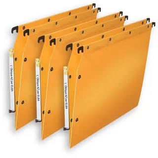 Elba 100330606 Hängeregister für Schrank, V-Boden, Polypropylen, blickdicht, 10 Stück, gelb