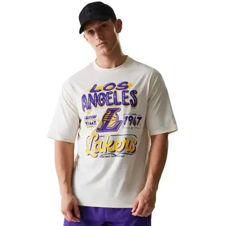 New Era Nba Graphic Oversized Los Angeles Lakers Kurzarm-t-shirt - Light Beige - S