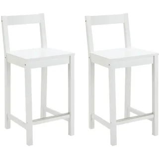 Amazon Basics Küchenhocker aus Holz, Barhocker mit Rückenlehne, Esszimmerstuhl, einfache Montage, modern, 2 Stück, 88 cm hoch, Weiß