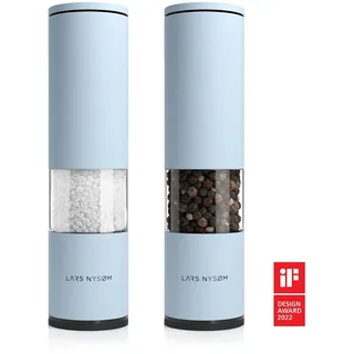 LARS NYSØM Salz und Pfeffer Mühle 2er Set Manuell mit einstellbarem Keramik-Mahlwerk von grob bis fein I Design Gewürzmühlenset (2 Stück) Baby Blue - Blau
