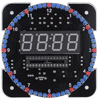 ASHATA DIY Multi-Function Digital LED Clock Kit, Light Control Clock Kit, Temperatur und Zeit Abwechselnd, Geeignet für Zuhause, Schule und Büro(Blau mit Etui)