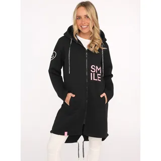 Zwillingsherz Jerseymantel ""Alissa"" mit Kapuze und SMILE Print, schwarz