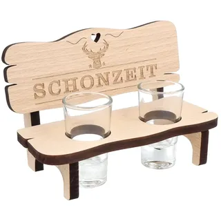 Spruchreif | Schnapsbank mit Gravur | Schnapsbank mit 2 Gläsern | Schnapsbank für Jäger | Schnapslatte mit Gläsern | Schnaps Geschenke | Jägergeschenke | Geschenk für Jäger