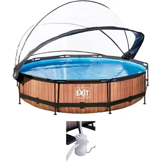 EXIT TOYS Wood Pool Set 360 x 76 cm inkl. Filterpumpe und Abdeckung