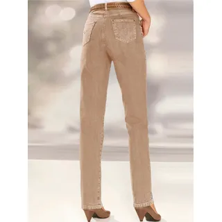 5-Pocket-Jeans CASUAL LOOKS, Damen, Gr. 19, Kurzgrößen, braun (camel), 98% Baumwolle, 2% Elasthan, unifarben, lang, Jeans 5-Pocket-Jeans