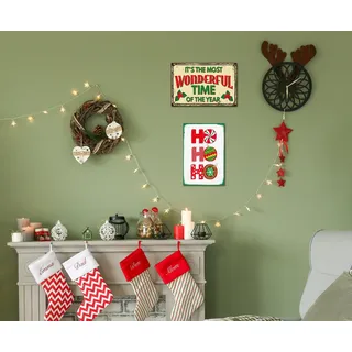 Metallbild OTTO HOME "Christmas Weihnachten Stahlschilder Blechschilder 2er-Set", bunt (farbe bild(er): grün, rot), B:20cm H:30cm, Blech, Bilder, Metallbild, 20x30x0,1cm - mit Lochbohrung