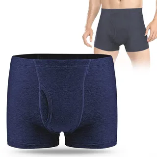 Carer Inkontinenz Pants Männer - Herren-Boxershorts mit saugfähigem Pad für Inkontinenz, 300 ml Urinkapazität, Baumwolle, Waschbar, Größe L, Blau