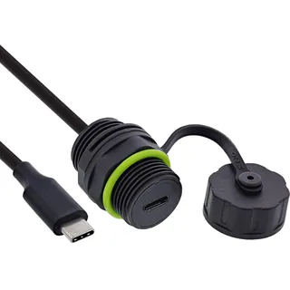 InLine USB-C-Kabelkupplung, IP68 geschützt, geschirmt, USB-C Buchse zu Stecker, 50 cm Kabel integriert, wetterfeste Verbindung für Technik & Industrie, 69927O
