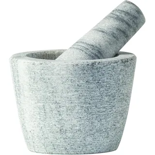 JADE TEMPLE Marmor Mörser mit Stössel, D: 10 cm, H: 7,5 cm - 1 Set, Grau