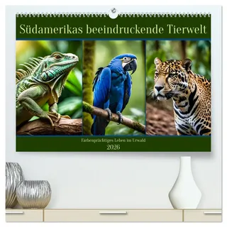 Südamerikas beeindruckende Tierwelt (hochwertiger Premium Wandkalender 2026 DIN A2 quer), Kunstdruck in Hochglanz: Farbenprächtiges Leben im Urwald (CALVENDO Tiere)