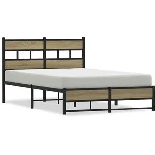vidaXL Metallbett ohne Matratze Sonoma-Eiche 120x200 cm - Braun
