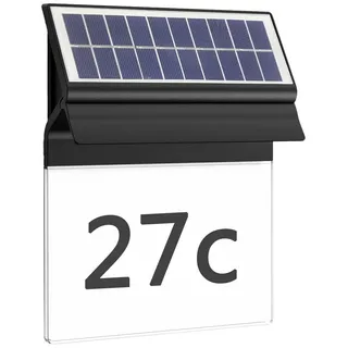 PHILIPS Outdoor Solar Enkara Wandleuchte mit Hausnummer, 0,2W, Tageslichtsensor, 2700 Kelvin, schwarz
