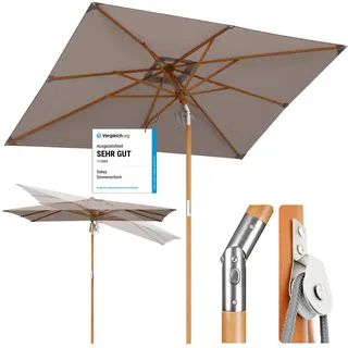 Sekey Sonneschirm 200 x 300 cm Holz-Sonnenschirm Marktschirm Gartenschirm Terrassenschirm UV50+
