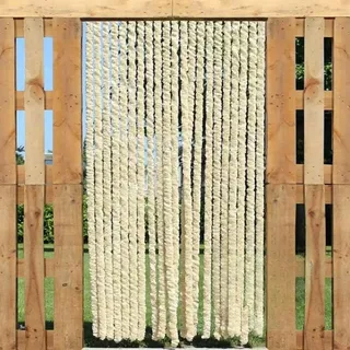 Trente Katzenschwanzvorhänge Flauschvorhang Beige, Verschiedene Größen, Türvorhang Wohnmobil, Fadenvorhang Balkontür 90 x 220 cm