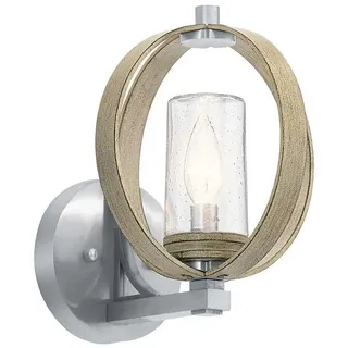 Licht-Erlebnisse Wandlampe außen Aluminium Glas H: 26,1 cm IP44 gebürstet Grau Antik rund Modern