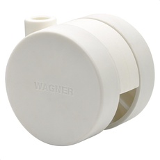 WAGNER Design Möbelrolle/Lenkrolle/Doppelrolle KONKAV - hart - Durchmesser Ø 50 mm, Bauhöhe 50 mm, weiß, Tragkraft 50 kg - Made in Germany - 01152301