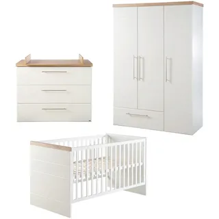 Roba Babyzimmer-Set Nele 3-teilig , Weiß , Holzwerkstoff , 76x81x144 cm , Hergestellt in Europa , Babymöbel & Kindermöbel, Babyzimmer