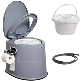 Vevor 5 L Campingtoilette mit Toilettenpapier- und Handyhalter, Tragbare Campingtoilette 500 x 467 x 400 mm Reisetoilette Nottoilette Weiße Toiletten 136,1 kg Gewichtstragfähigkeit Wohnmobiltoilette
