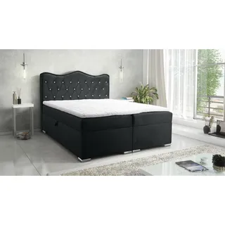 Boxspringbett Schlafzimmerbett SULTAN New in Stoff Velvet X Schwarz 120x200cm - Schwarz