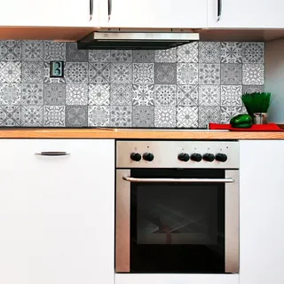 Ambiance Sticker Selbstklebende Wandfliesen für Küche und Bad Nuances de Gris Torino - 9 Stück Aufkleber 20 x 20 cm