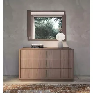 Schlafzimmer Holz Kommode Spiegel Modern Möbel 2tlg. Neu Luxus - Braun