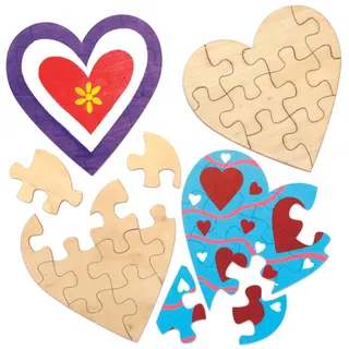 Baker Ross AX743 Herz Puzzle Bastelset - 5er Packung, ideal für Kinder zum Muttertag oder Valentinstag