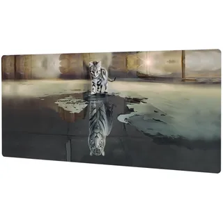GLANDOTU Gaming Mauspad - Mousepad 900 x 400 × 3 MM - XXL Mousepad groß mit Motiv Rutschfestem Gummiboden, verbessert Präzision und Geschwindigkeit, genähte Kanten Mauspad, Katzen & Tiger