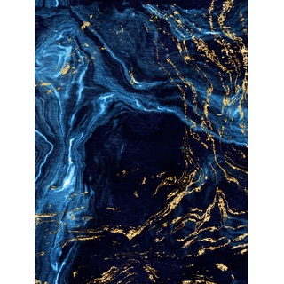 Abstract Dark Blue Gold Water Large Art Print Poster Wall Decor Abstrakt Blau Wasser Große Kunst Wand Deko