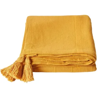 Homescapes Wohndecke Rajput 100% Baumwolle, senfgelb, 225 x 255cm