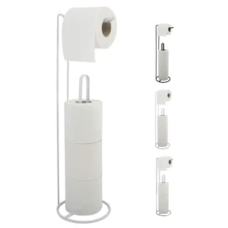 MSV Toilettenpapierhalter Stehend BxHxT: 15x54x15cm freistehender Papierrollenhalter Edler Rollenhalter für WC-Rollen als Ersatzrollenhalter Weiß matt