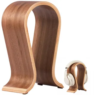 BUTORY Kopfhörerständer aus Holz, Headset-Ständer für Schreibtisch, Walnussholz, Gaming-Kopfhörerhalter, Bogenbrücken-Design, universelle Kompatibilität