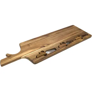 HOME DECO FACTORY, KA0666, Käsebrett aus Akazienholz mit 3 Messern, Elegantes und praktisches Design, ideal für Verkostungen, einfache Wartung, Größe 65 cm, braune Farbe