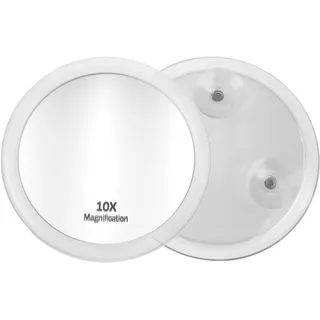 Fantasia Make Up Spiegel mit 10-fach Vergrößerung: Premium Badezimmer Schminkspiegel 10cm rund mit Saugnapf, Acryl Makeup Spiegel für zuhause und unterwegs von Fantasia