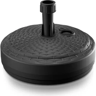 DEUBA® Sonnenschirmständer Poly Rattan Rund bis Ø 26 mm Mast Befüllbar Sonnenschirm Schirmständer Ständer Gartenschirm Balkon Terrasse Garten Schwarz - Grau