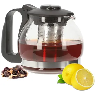 Lantelme Teekanne Borosilikatglas mit Deckel 1,25 Liter mit Siebeinsatz tropffrei und hitzebeständig | Glaskanne für Kräutertee Früchtetee und Teezubereitung | Glas Kanne mit Sieb für Tee und Kaffee